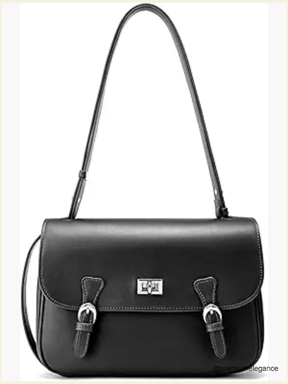 Genuine Leather Crossbody Bag Twist Lock Satchel Shoulder Purse